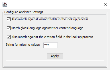 Gloss Analyzer settings configuration window