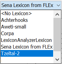 The list of available lexicons