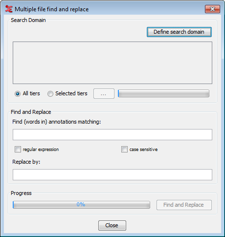 Find & replace in multiple files dialog